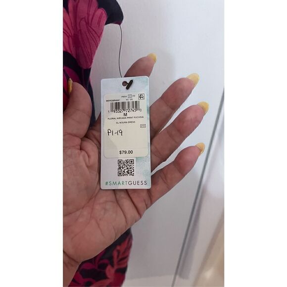 GUESS FLORAL NIRVANA PRINT FUCHSIA NOURA DRESS SZ M P1-19 NEW - Picture 5 of 15